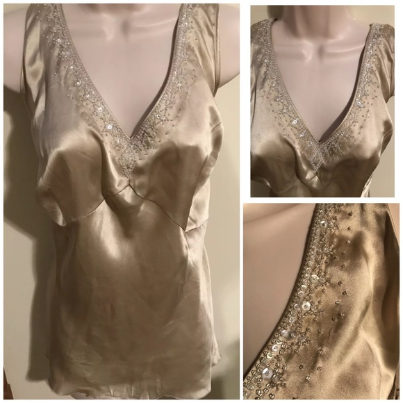 Nine West HOT 9 Satin Cami Shell Top Tank BLING - Picture 2 of 7